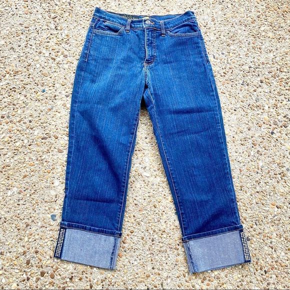 NYDJ Pants - NYDJ Tummy Tuck Sequin Jean Cuffed Capris 4